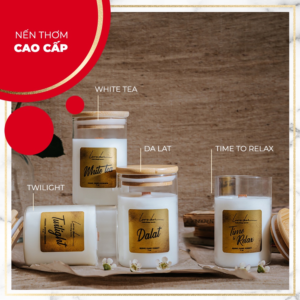 Nến Thơm Phòng Cao Cấp LoveDear Twilight Từ Tinh Dầu Thiên Nhiên và Sáp Cọ - Trang Trí Decor 100g & 200g