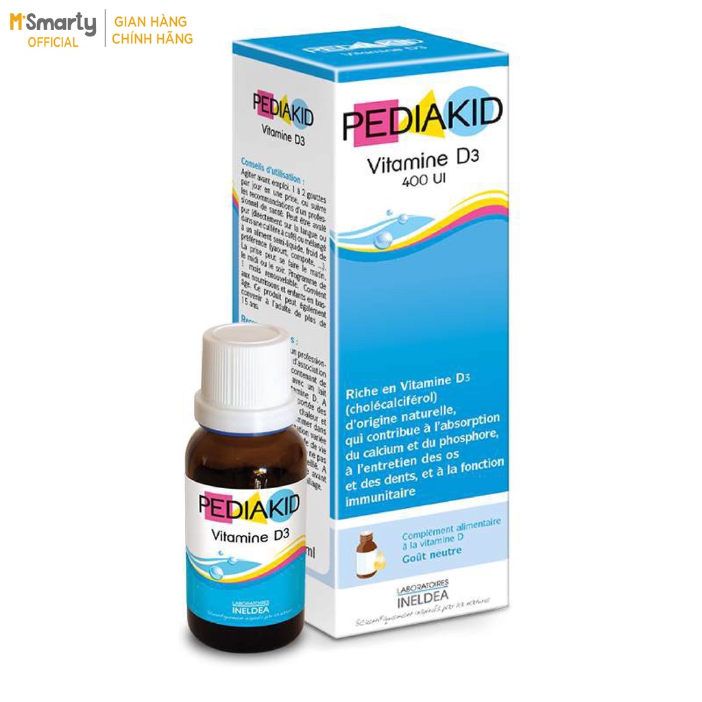 [M'SMARTY] - Vitamin D3 Cho Trẻ Sơ Sinh Pediakid D3 Lọ 20ml Chính Hãng