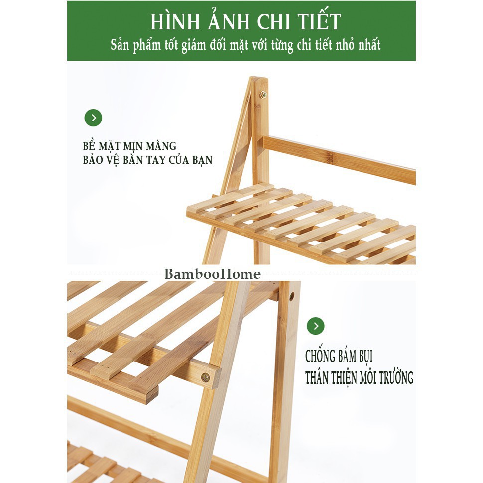 Kệ để chậu hoa gỗ tre phong cách Bắc Âu