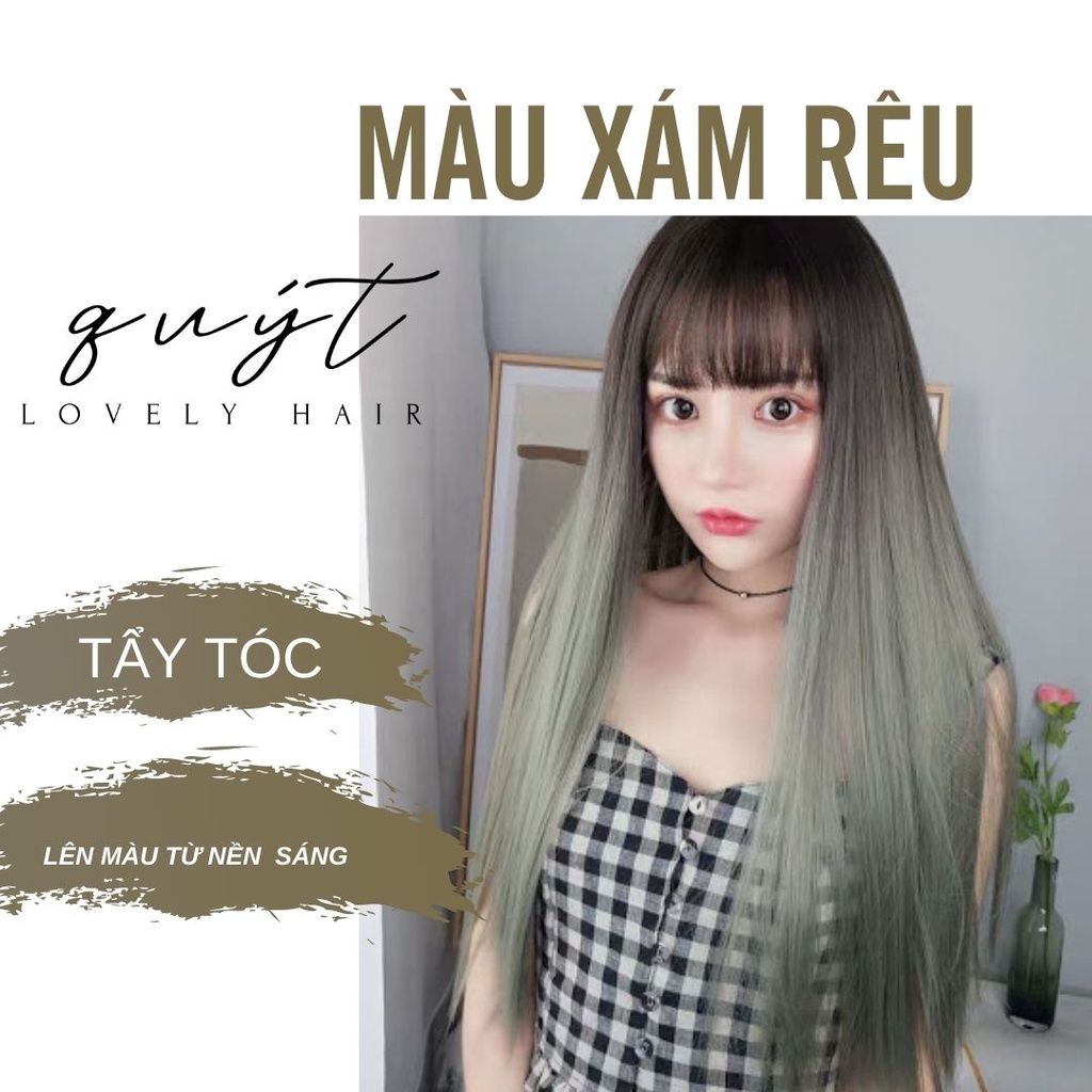 [ Q.8] THUỐC NHUỘM TÓC MÀU XÁM RÊU+TẶNG KÈM OXY-LÊN MÀU TỪ LEVEL 9-10