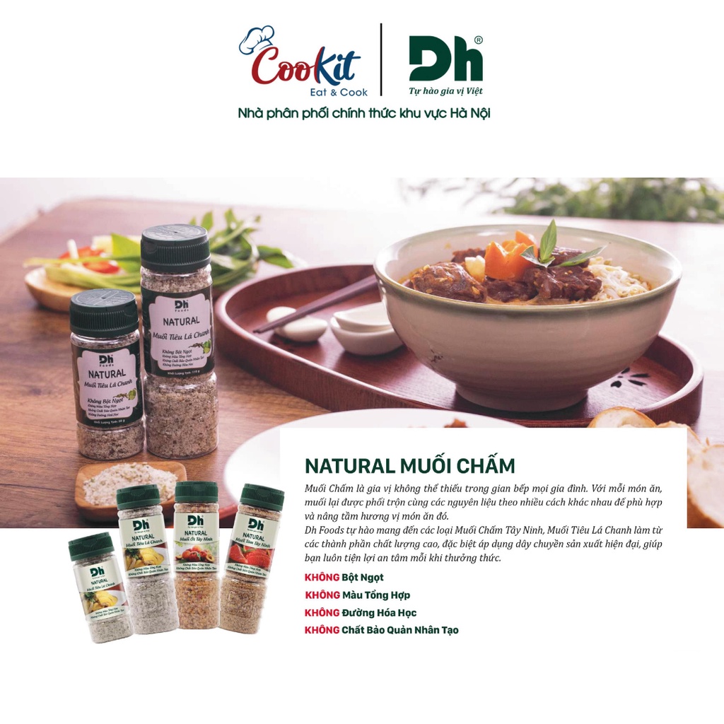Muối tiêu Lá Chanh Natural Dh Foods muối chấm gà, hải sản và chấm các món luộc, hấp 55gr/ 110gr