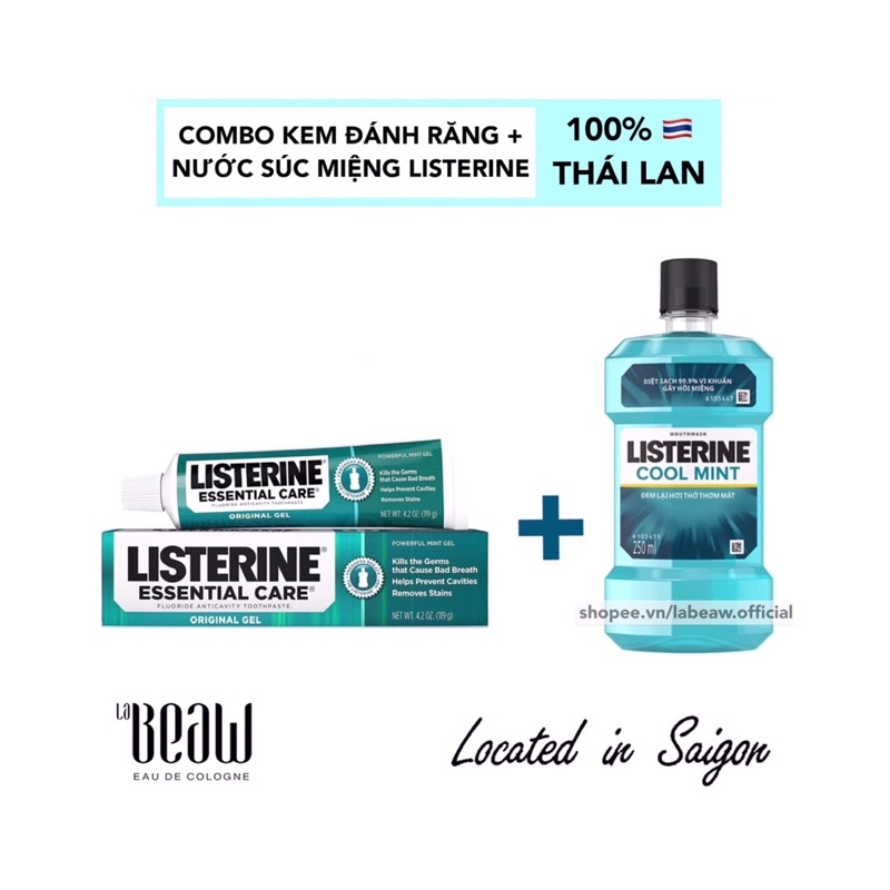 Kem đánh răng LISTERINE Essential Care 119G + Nước súc miệng LISTERINE 250ML