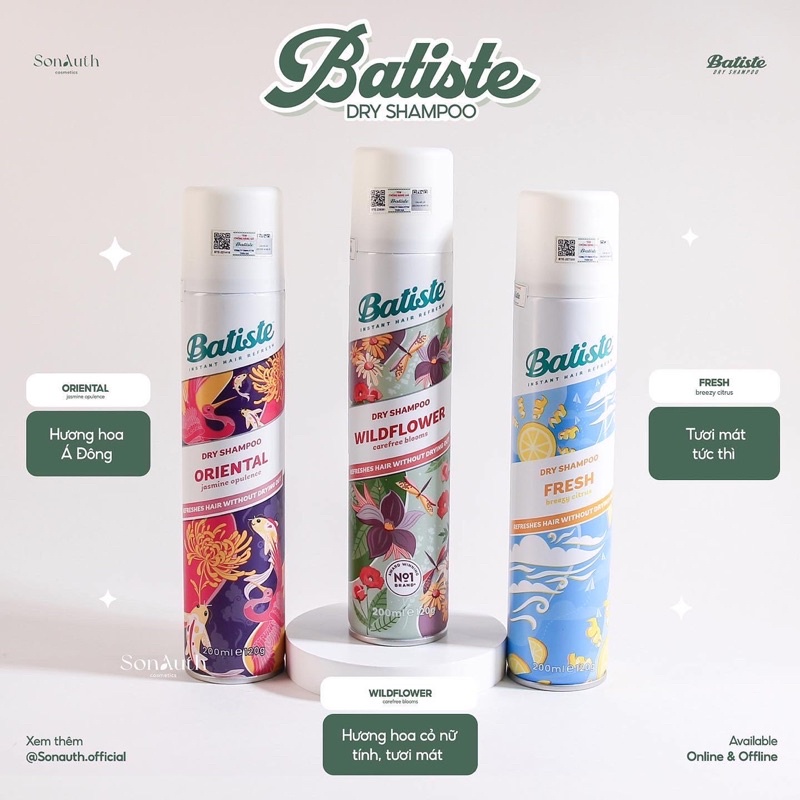 Dầu gội khô Batiste Dry Shampoo 200ml