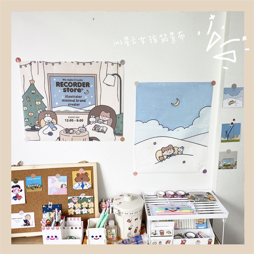 Tấm Vải Treo Tường Trang Trí Phông Nền Chụp Ảnh Hình Khu Rừng Hoạt Hình Dễ Thương Kiểu Hàn Quốc | BigBuy360 - bigbuy360.vn