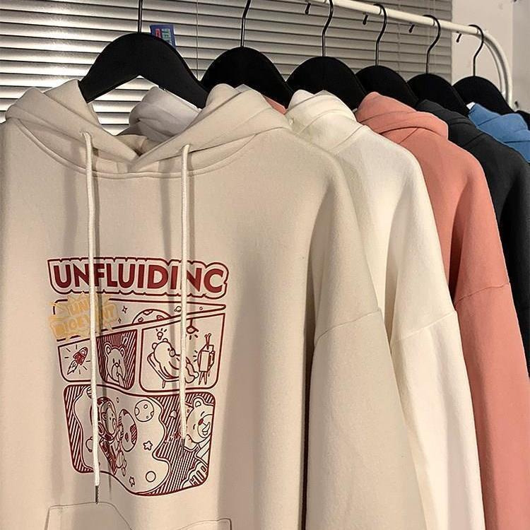 Áo khoác hoodie dáng rộng thiết kế trẻ trung cho các cặp đôi