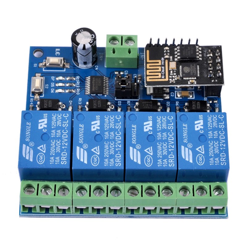 Bảng mạch tiếp sóng DC 12V ESP8266 4 kênh với mô-đun WIFI ESP-01 chuyên dụng cho nhà thông minh