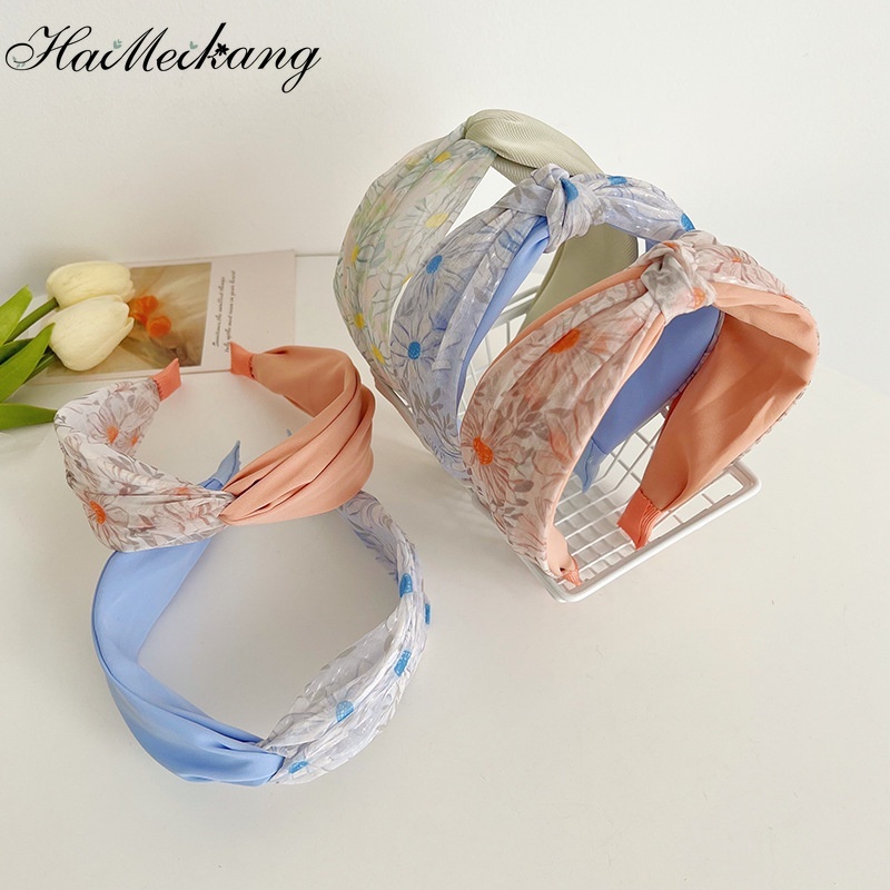Băng đô Haimeikang bản rộng thắt nút bằng vải thời trang Hàn Quốc cho nữ