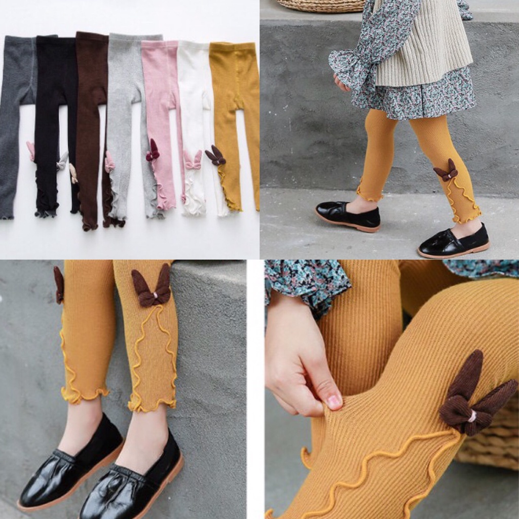 HOT_Quân Legging bé gái đính tai thỏ siêu xinh, len mềm mịn cho bé từ 1-5 tuổi