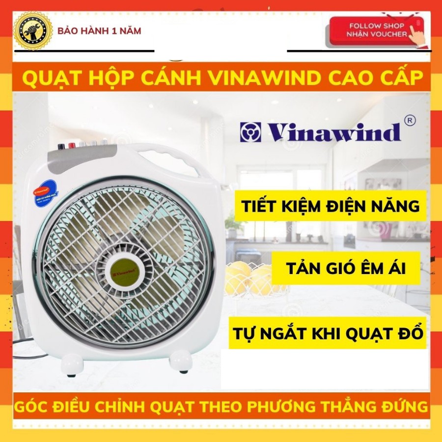 Quạt Hộp Điện Cơ Thống Nhất VINAWIND QH-300LP/QH-350LP Kiểu Dáng Hộp Gọn Gàng, Có chế độ tự ngắt khi đổ, BH 12 Tháng