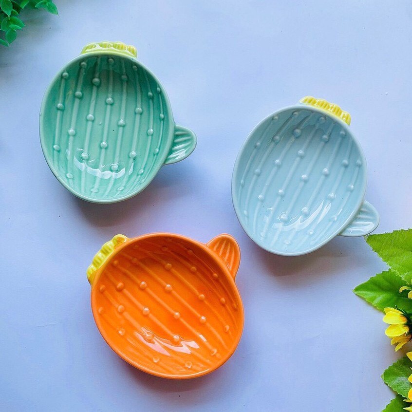 Bát Ăn Dặm Trẻ Em, Bát Ăn Gốm Sứ Cho Bé Họa Tiết Xương Rồng Xinh Xắn