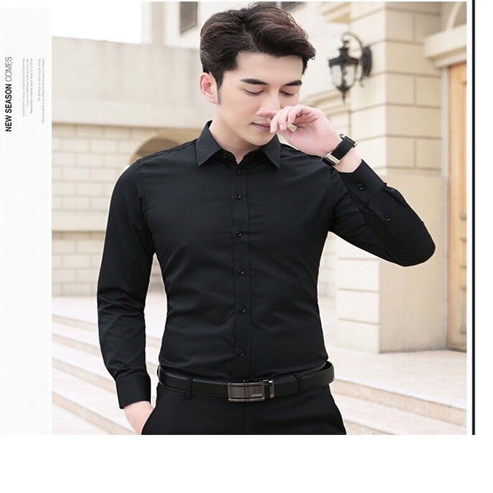 Áo Sơ Mi Nam Đen Davis'L Chất Lụa Mỹ Cao Cấp | BigBuy360 - bigbuy360.vn