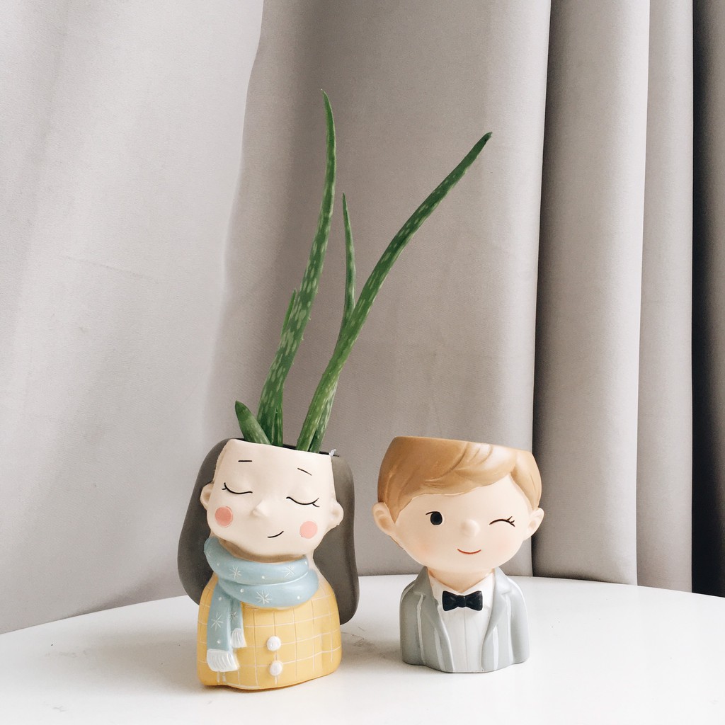 Chậu Cây Đất Sét Nhật hình ChiBi