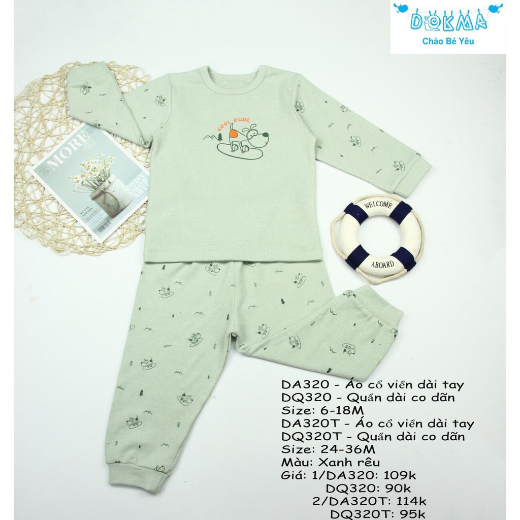 Dokma - Bộ cổ viên cotton len co dãn 6-36m DA320