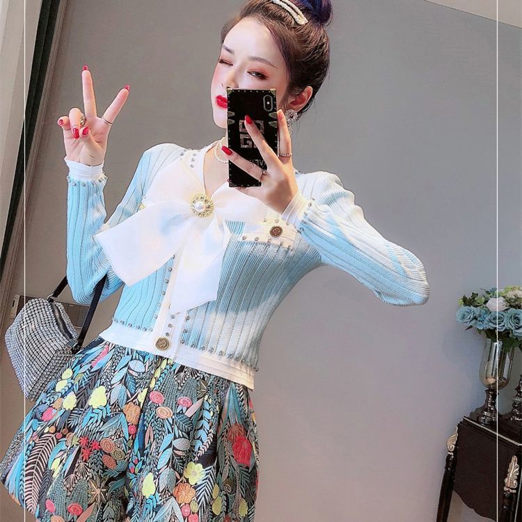 Áo khoác cardigan dệt kim tay dài cổ chữ V thiết kế mới thời trang dành cho mùa thu năm 2021