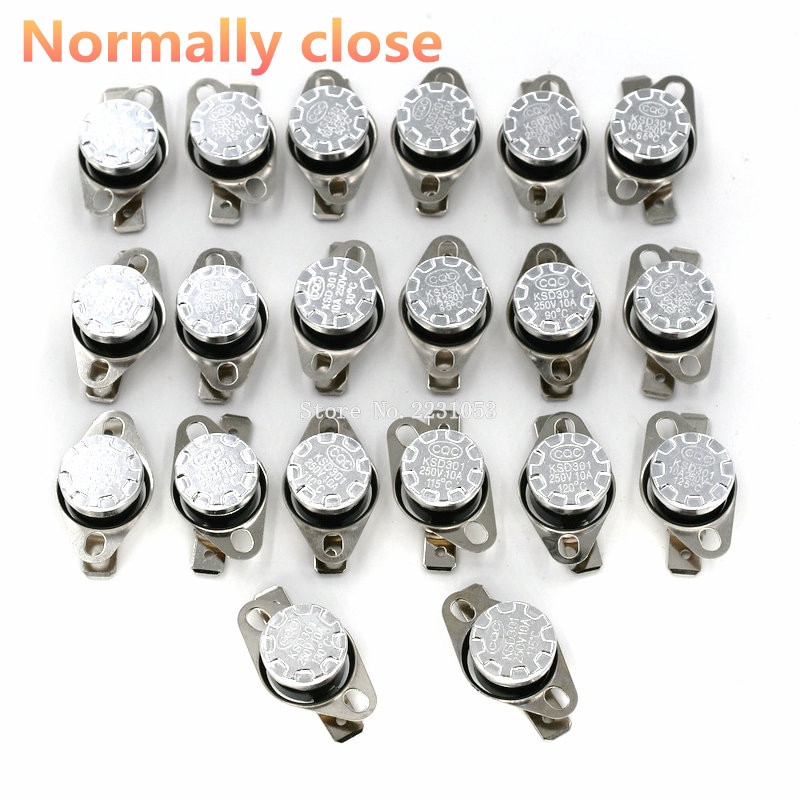 2 CHIẾC KSD301 10A 250V 40-135 độ Bakelite KSD301 Thường Đóng Công Tắc Nhiệt Độ Cảm Biến Nhiệt 45 55