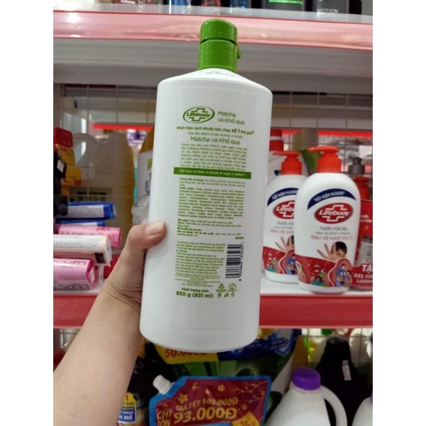 Sữa Tắm Lifebuoy Matcha khổ qua sạch mụn lưng,Nước rửa tay Lifebuoy 500ml tặng Gerl khô rửa tay 100ml Cam kết chính hãng