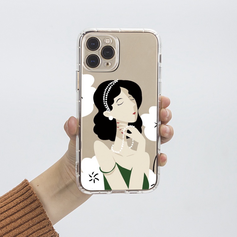 Ốp lưng iphone 6, 6s plus, 7 8 Plus, X, XS, XR, XSMAX, 11, 12, 13 PROMAX TRONG SUỐT CÔ GÁI NÓN XANH, ÁO XANH PKVN