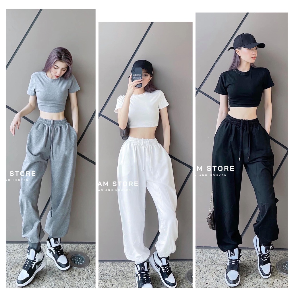 Quần thể thao nữ LÓT NỈ bigsize quần jogger ống rộng phong cách ulzzang 35-75kg | BigBuy360 - bigbuy360.vn