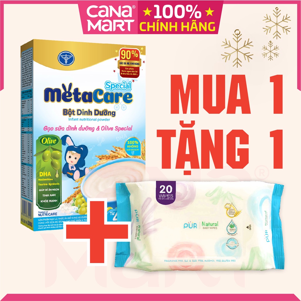 [MUA 1 TẶNG 1] Bột ăn dặm cho bé Metacare Gạo sữa dinh dưỡng & olive Special (200g), hỗ trợ tiêu hóa, miễn dịch.