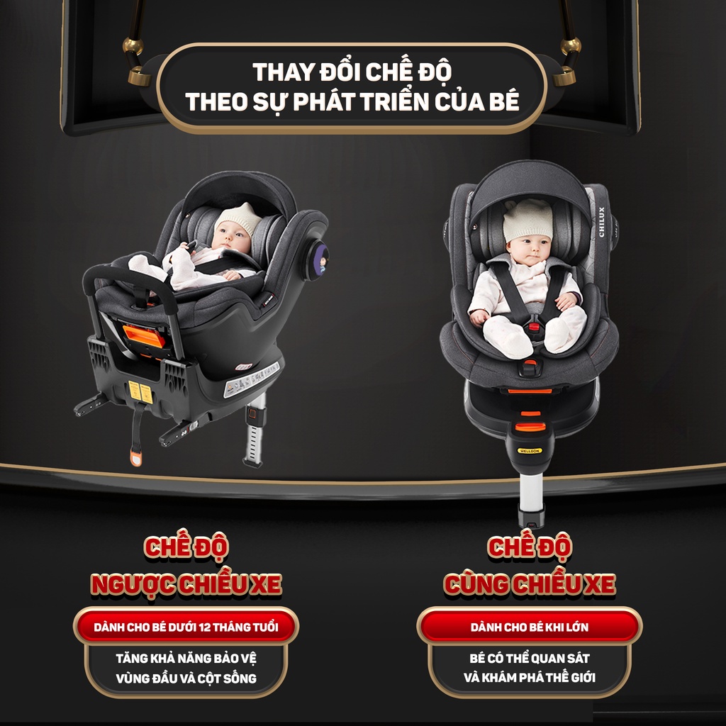 Ghế ngồi ô tô CHILUX SAFE 360 cao cấp cho bé sơ sinh - An toàn, tiện lợi đồng hành cùng bé trên mọi nẻo đường