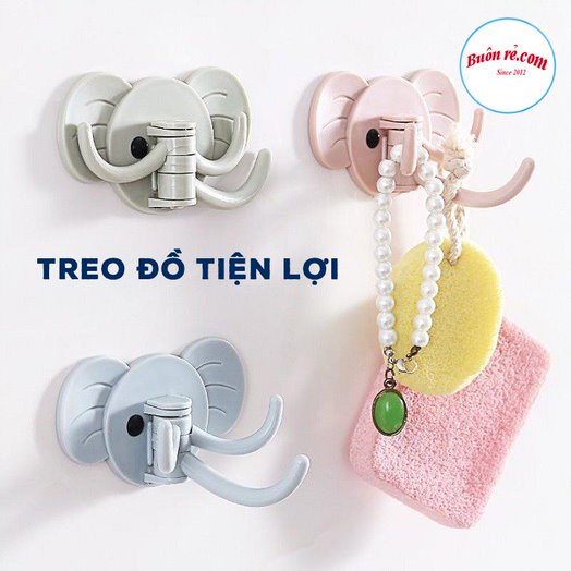 Móc treo đồ dán tường hình con voi ngộ nghĩnh – Móc treo đồ hình voi có 3 nhánh - 01428