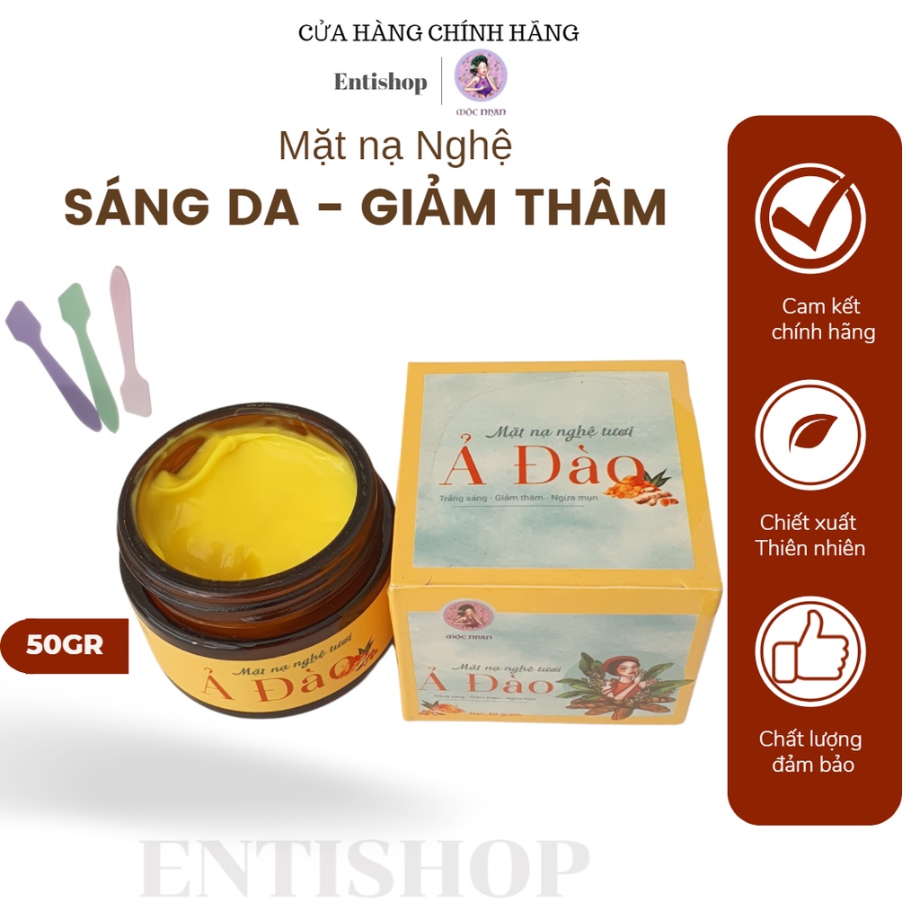 Mặt nạ nghệ tươi, Mặt nạ nghệ Ả đào sáng da, giảm thâm, mờ nám MỘC NHAN 50gr