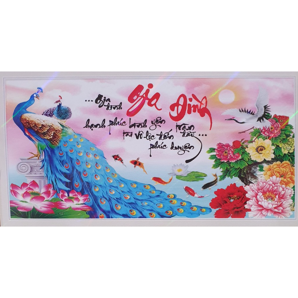 Tranh Thêu Chữ Thập GIA ĐÌNH HẠNH PHÚC. Kích Thước: 1m x 55cm