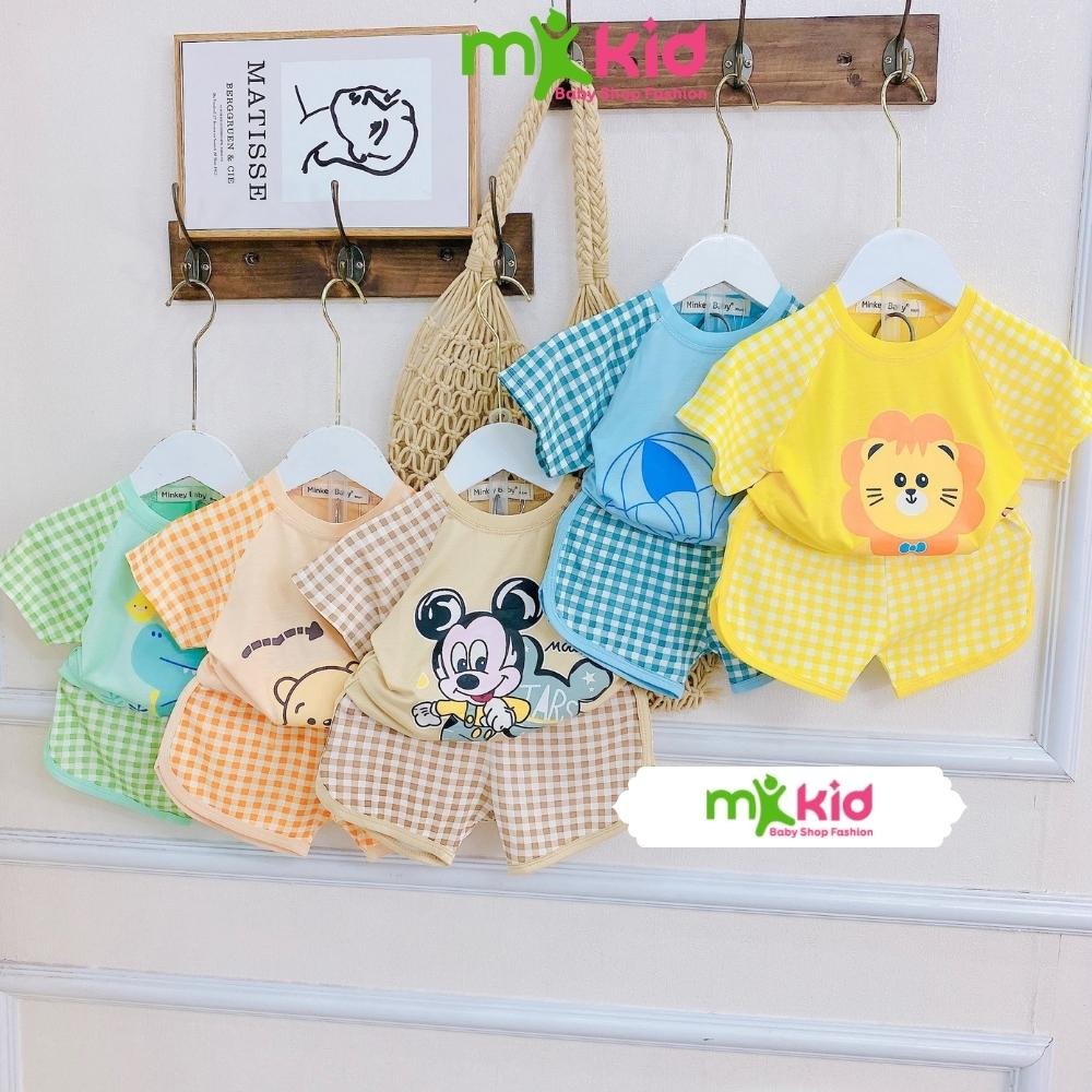 Đồ Bộ Cho Bé Trai Bé Gái 💖 Bộ Thun Lạnh Cộc Tay Minky Mom Cho Bé với họa tiết động vật Dễ Thương