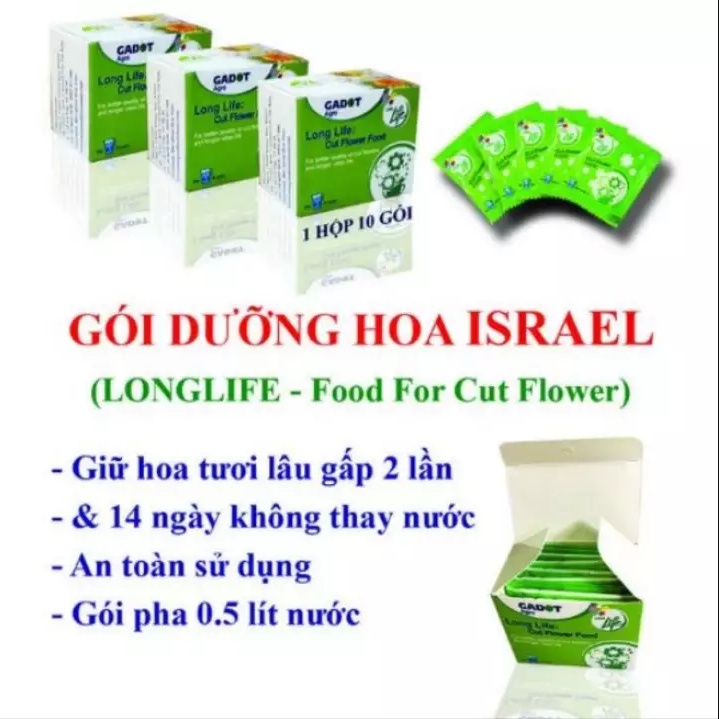 Bột Pha Nước Cắm Hoa Tươi Lâu Long Life Dưỡng Hoa Lâu Tàn Tới 14 Ngày- Hộp 10 Gói (LLD)