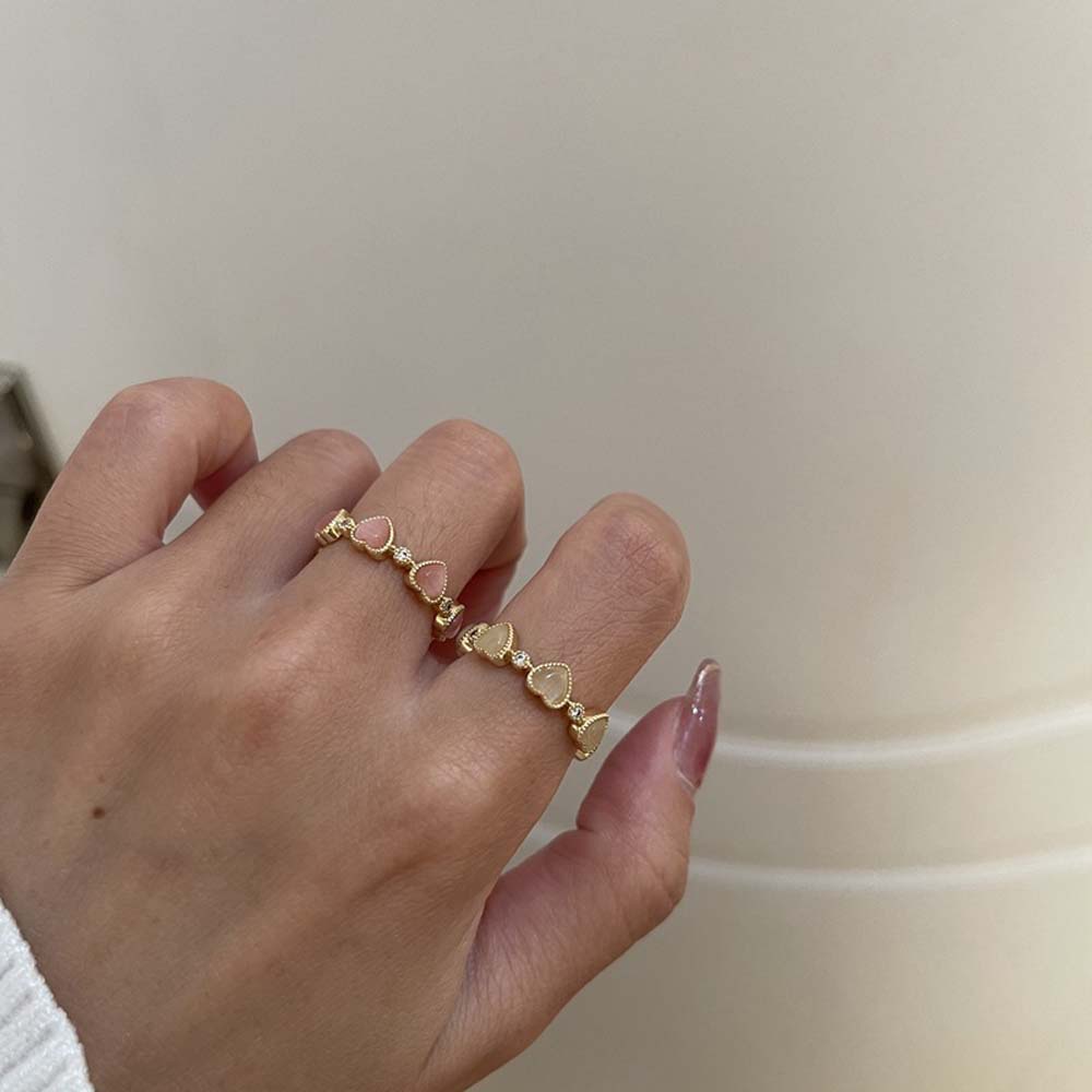 Nhẫn hở đính đá Zircon hình trái tim phong cách Hàn Quốc đơn giản xinh xắn cho nữ
