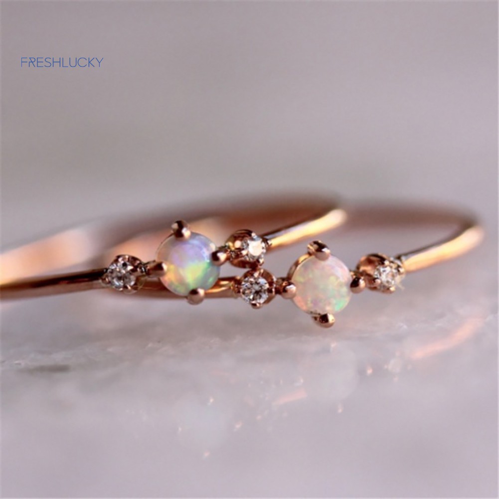 Nhẫn Mạ Vàng Hồng Đính Đá Opal