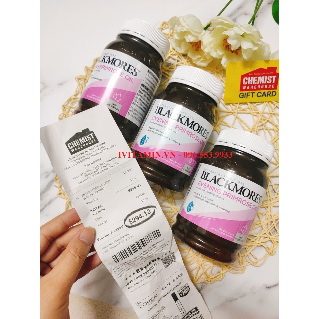 [Date 2024] Tinh dầu hoa anh thảo Evening Primrose Oil Blackmores Úc cân bằng nội tiết 125 viên 190 viên | Thế Giới Skin Care