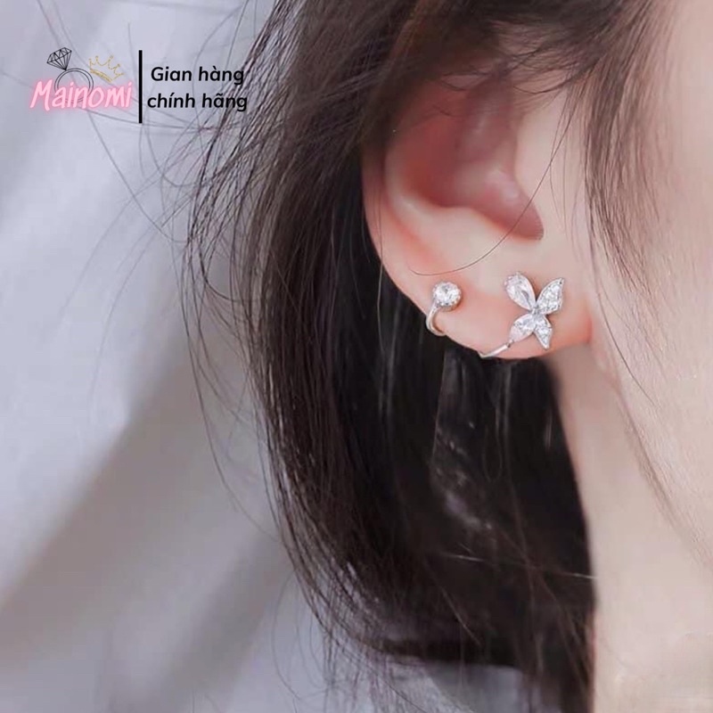 Bông tai nữ bạc ta, bông bươm bướm kiểu kẹp vành. Sang chảnh quyến rũ Mainomi Shop Bạc Xinh