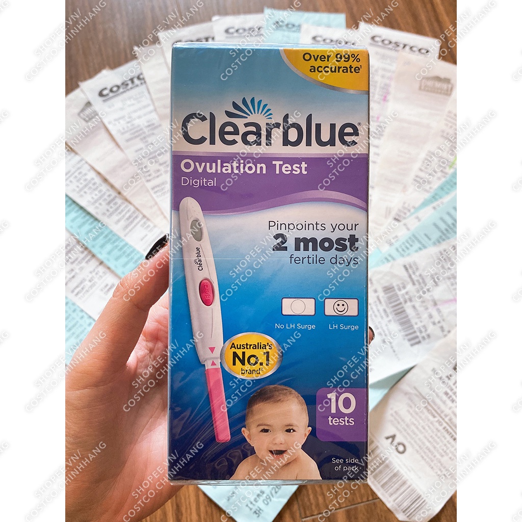 Que thử rụng trứng điện tử hộp 10 que, que thử điện tử chính xác 99% Clearblue Digital Ovulation Test 2 Most