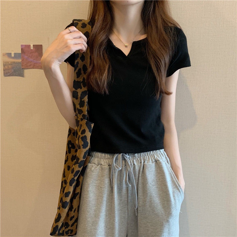 Áo thun tay ngắn cổ chữ V đơn giản thời trang cho nữ JL-TX-98