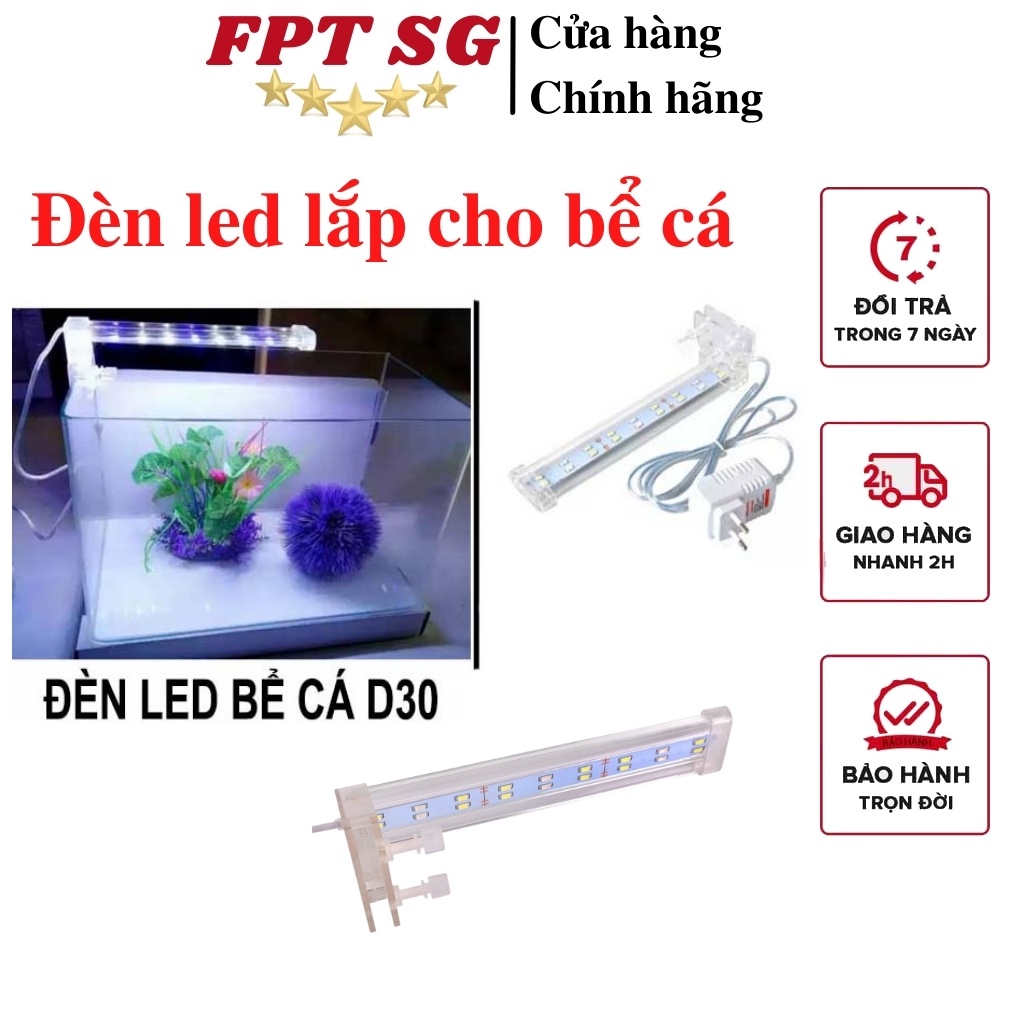 Đèn led trang trí, Đèn led lắp cho bể cá LED D30 - Ánh sáng đẹp, Chất liệu trong suốt, bền bỉ, Nhỏ gọn, chống rò rỉ điện