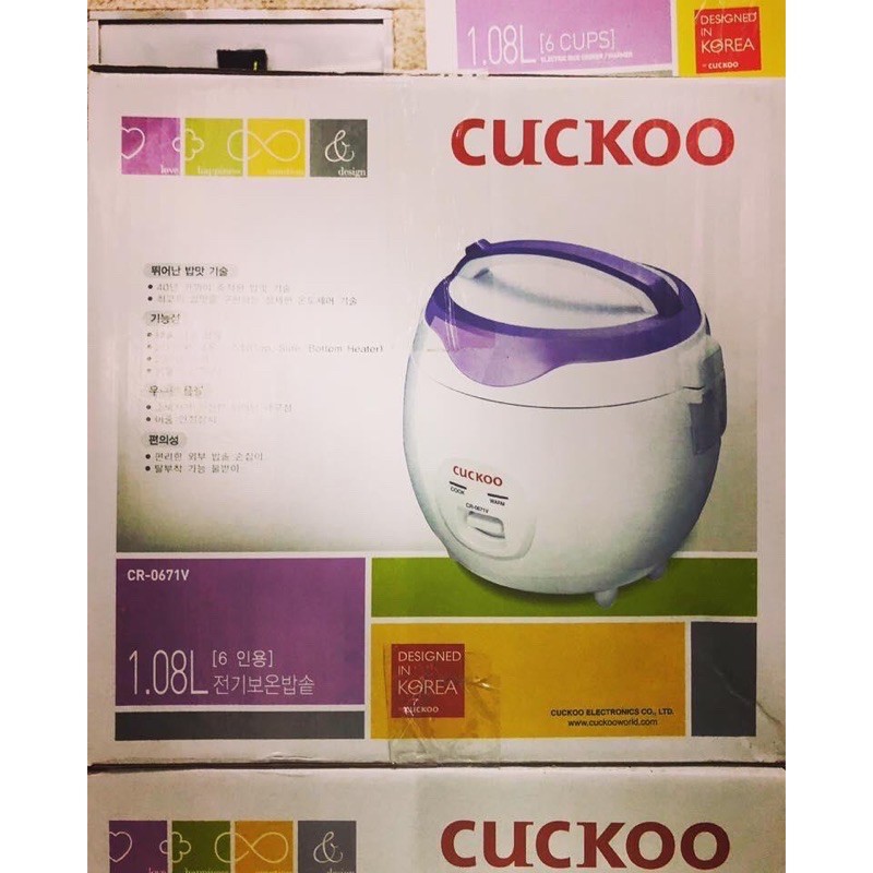 Nồi cơm điện Cuckoo CR-0671V 1L 500w ( Trắng Phối Tím)