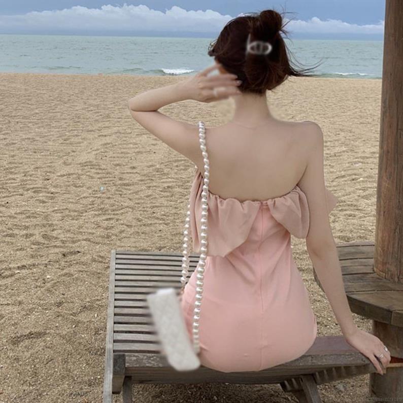 Đầm Cúp Ngực Ôm Body Phối Viền Bèo ( Hồng nữ tính) Thời Trang Quyến Rũ
