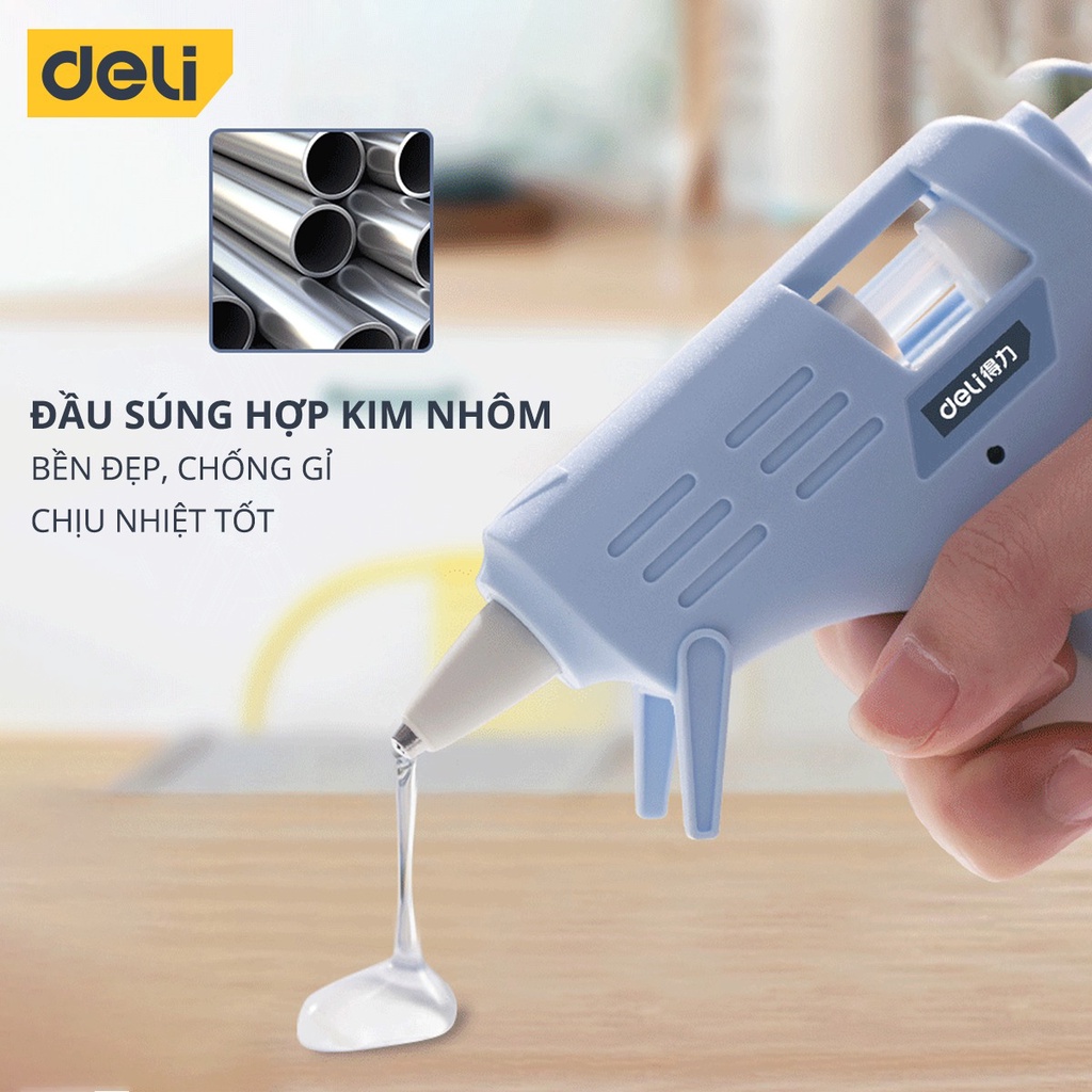 Súng Bắn Keo Nến Silicon Deli 20W Chất Lượng Cao - Kích Thước Nhỏ Gọn, Dễ Dàng Sử Dụng - DL390021 / DL390022