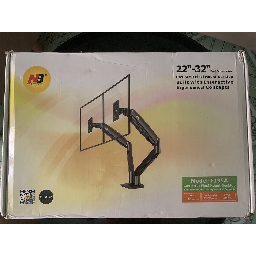Giá Treo Hai Màn Hình NB F195A 22 - 32 Inch - Tay Treo Màn Hình Kép F195A Mới Nhất