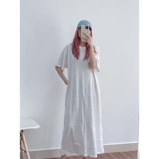 [CRUSHH STUDIO - ẢNH CHÍNH CHỦ ] D34 - Đầm suông thun muffle trắng