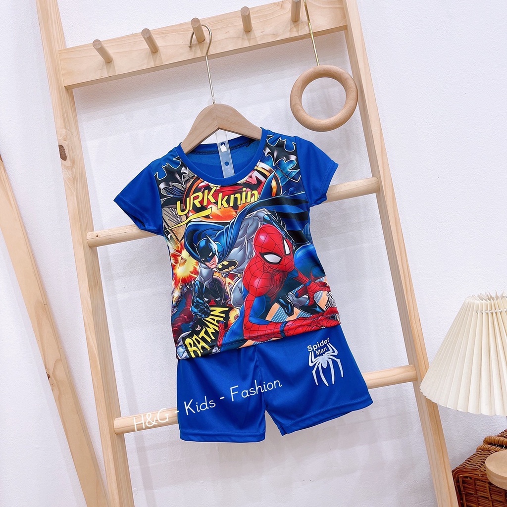 Bộ quần áo siêu nhân bé trai, bộ siêu nhân nhện cho bé 8-18kg Tunkid chất thun 3D mềm mịn