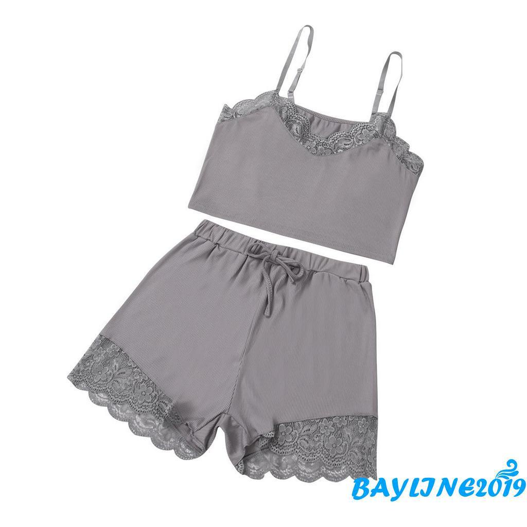 Set Đồ Ngủ Ngắn Màu Trơn Gợi Cảm Cho Nữ