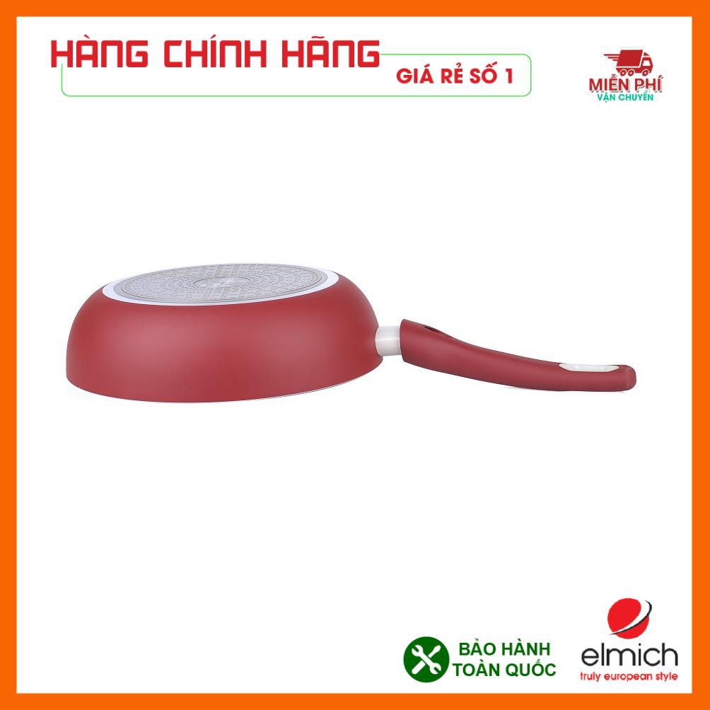 Chảo chống dính Elmich 28cm, chảo chống dính sâu lòng màu đỏ Elmich, dùng cho mọi loại bếp.