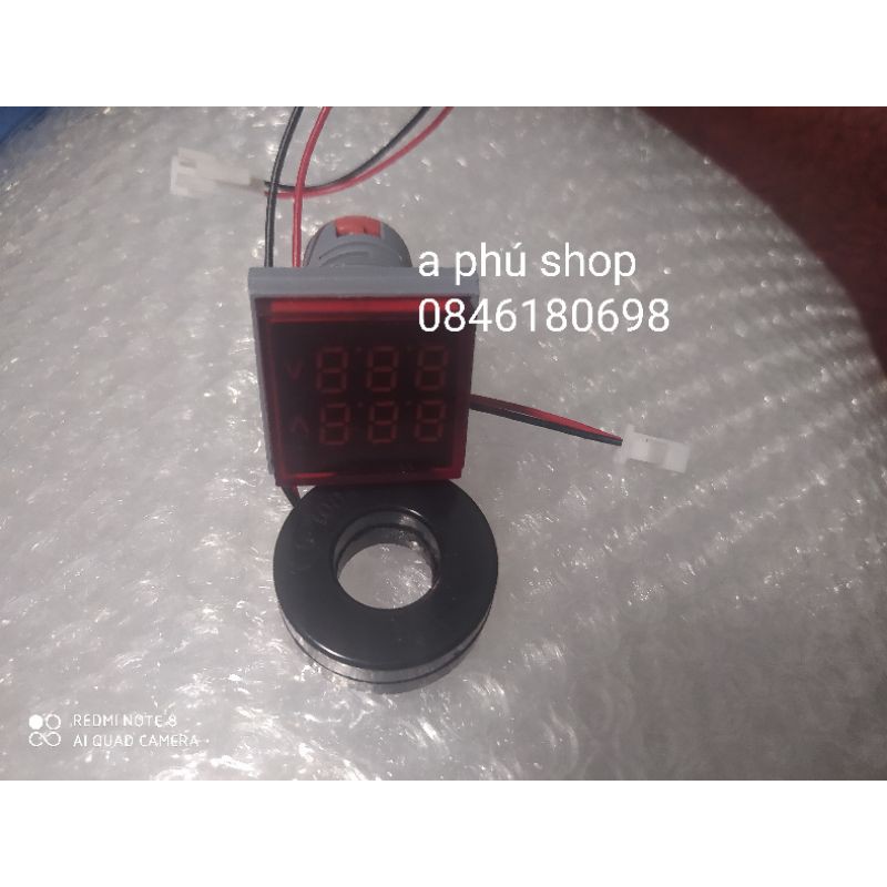 Đèn báo vôn và Ampe hình vuông phi 22mm