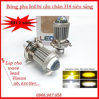 Đèn Pha Led Bi Cầu 2 Màu Pha Trắng Cos Vàng Chân H4_gắn xe máy và ô tô_hàng loại 1_#bicauchanh4