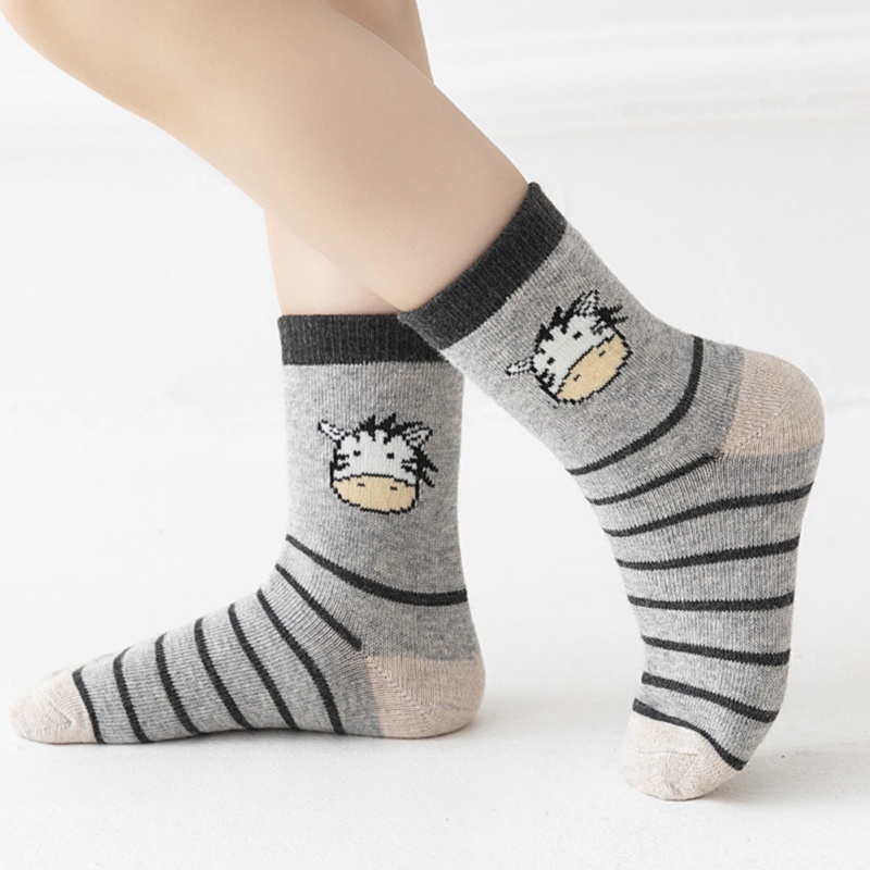 Set 5 đôi vớ cotton mềm mại thoáng khí họa tiết hoạt hình thời trang cho trẻ em