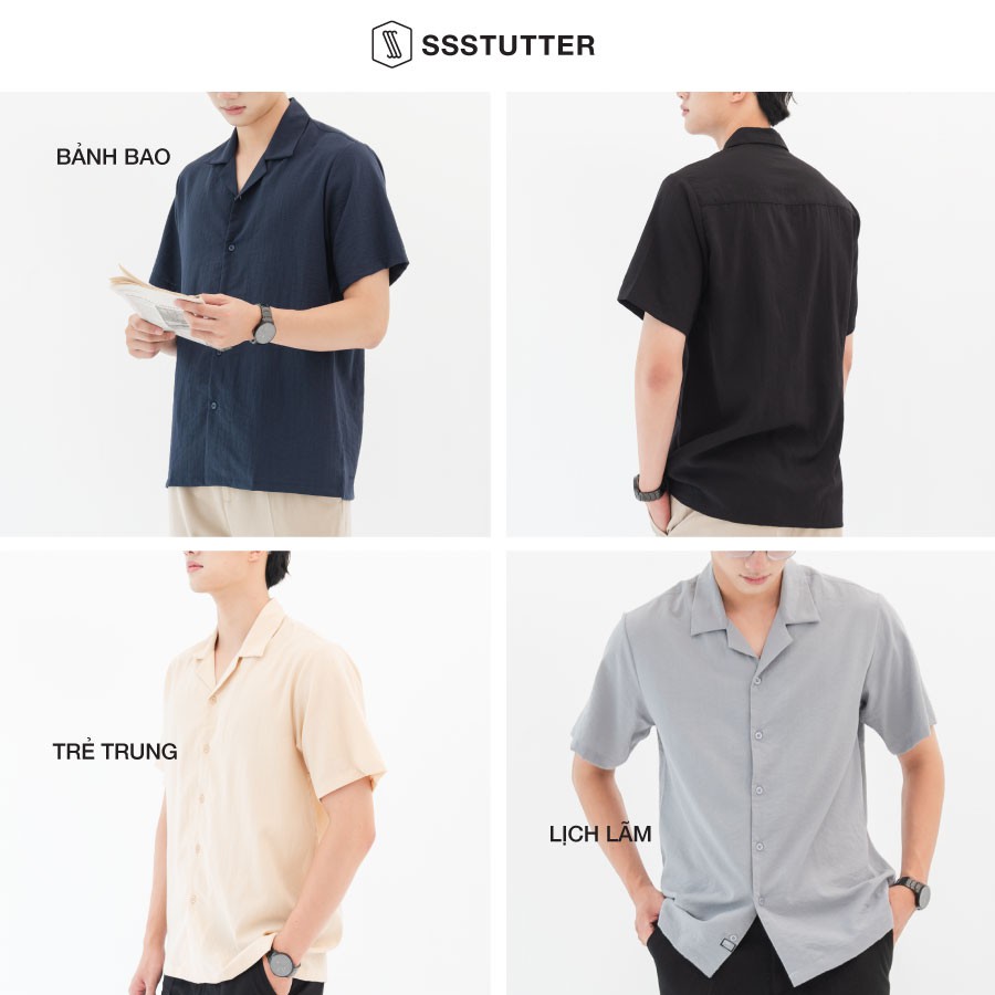 Áo sơ mi nam ngắn tay thiết kế cổ cuba SSSTUTTER vải Linen 5 màu Cuba Shirt | BigBuy360 - bigbuy360.vn