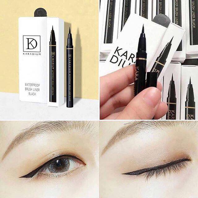 Bút dạ kẻ mắt Karadium Waterproof Brush Liner Black siêu mảnh