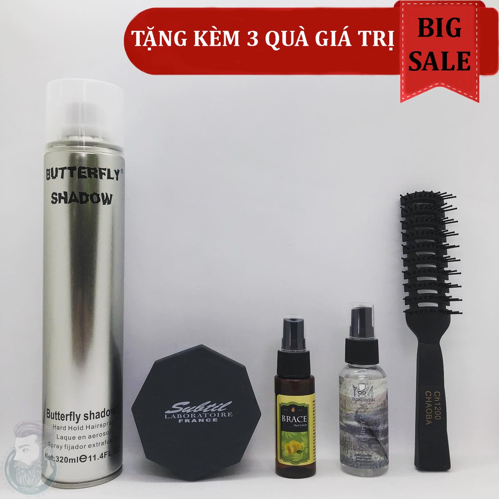 ✅[TẶNG 3 QUÀ]{Combo} Sáp Vuốt Tóc Subtil Clay Wax Và Gôm Xịt Tóc Butterfly 320ml + Tặng Pre Styling, Hair Lotion & Lược